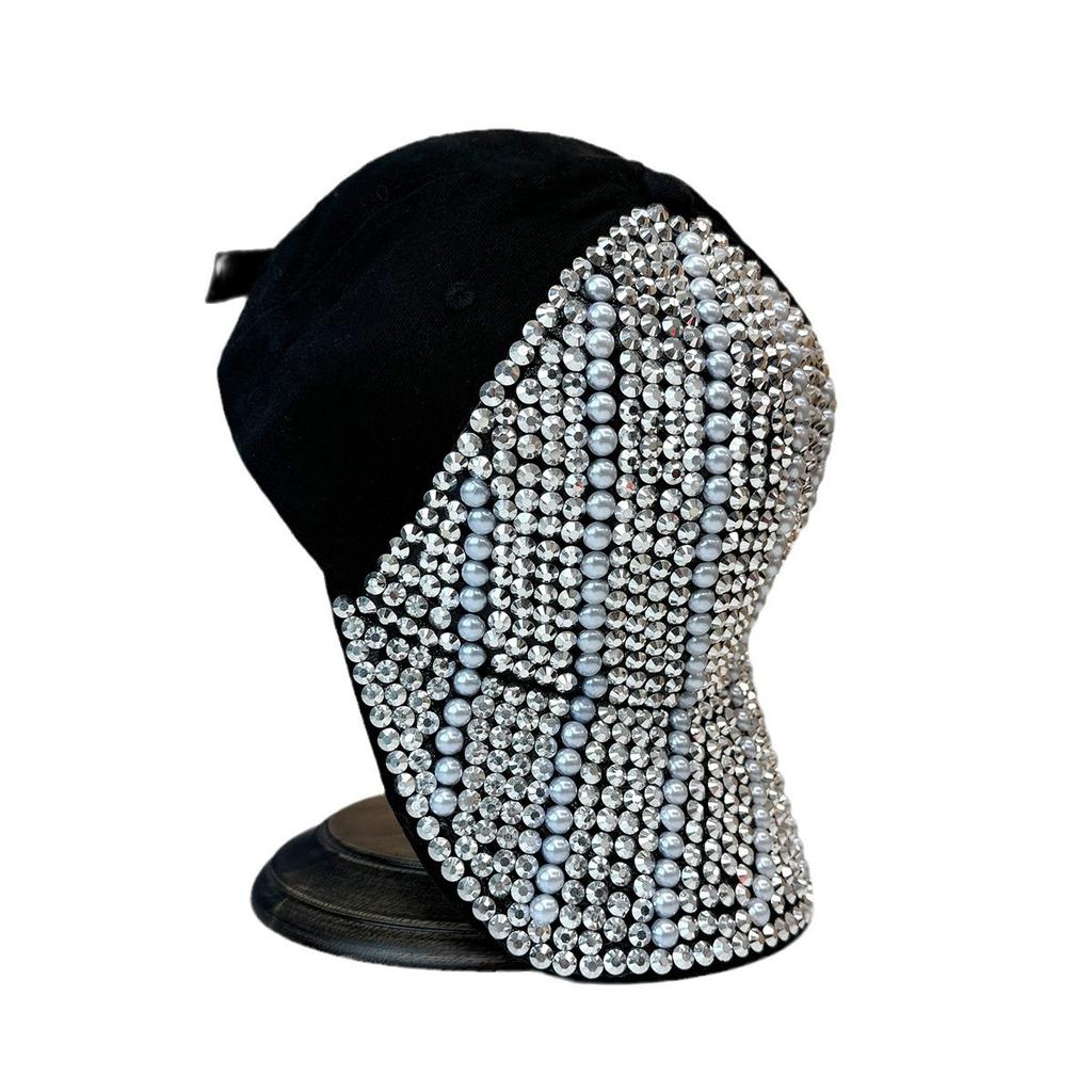 Heavy Industry Rhinestone Hat Peaked Cap Women's Trend Street Spring and Summer Baseball Cap Peaked Cap Pearl Fashion Versatile Hat