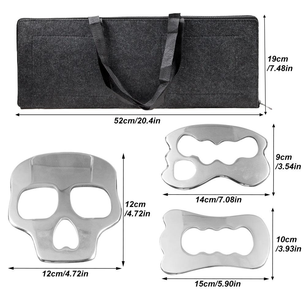 Durable And Safe 3Pcs Professional Stainless Steel Gua Sha Scraping Tools – Iastm Therapy Set For Muscle Recoveryface &Body Massagepain Relief