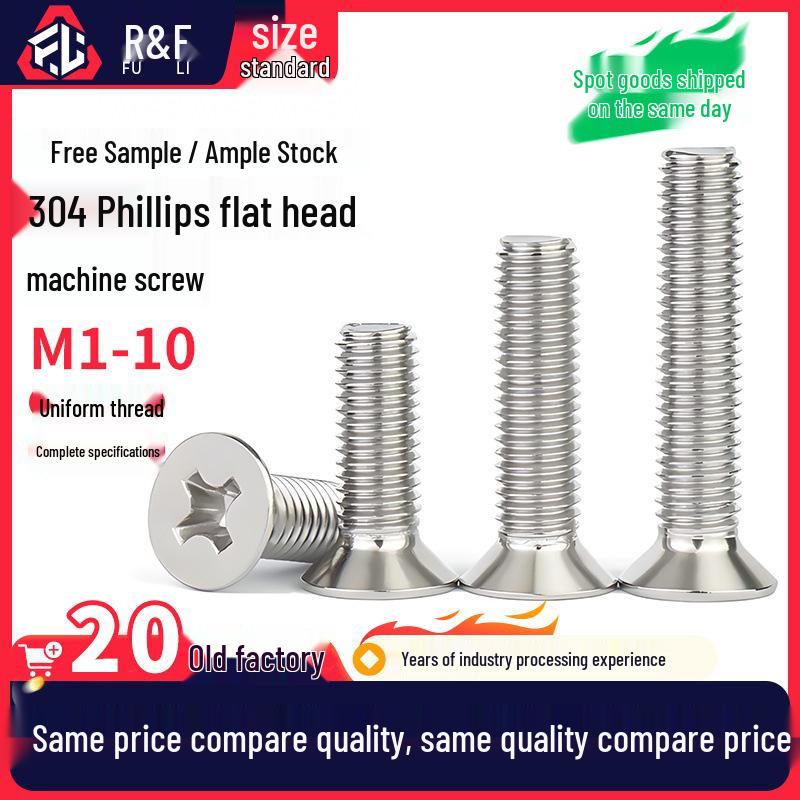 304 Stainless Steel Countersunk Flat Head Screw/Bolt - Available in M2, M3, M4, M5, M6, M8, M10 sizes.