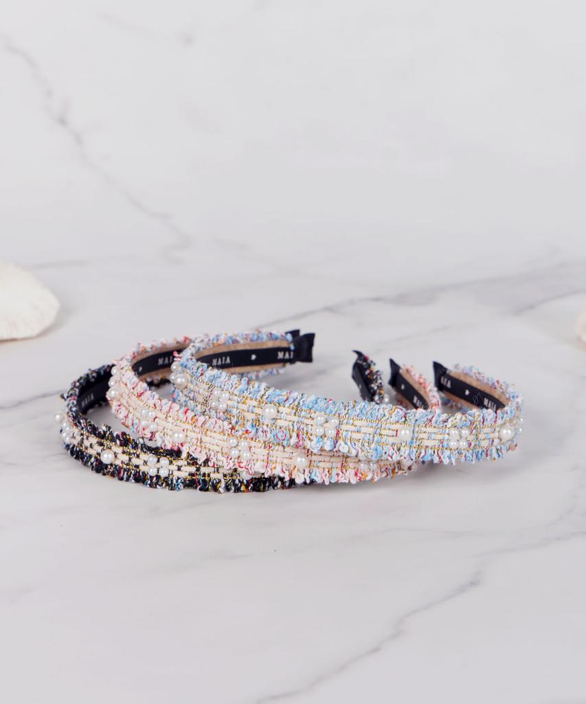 Maia Tweed Pearl Headband P-Green