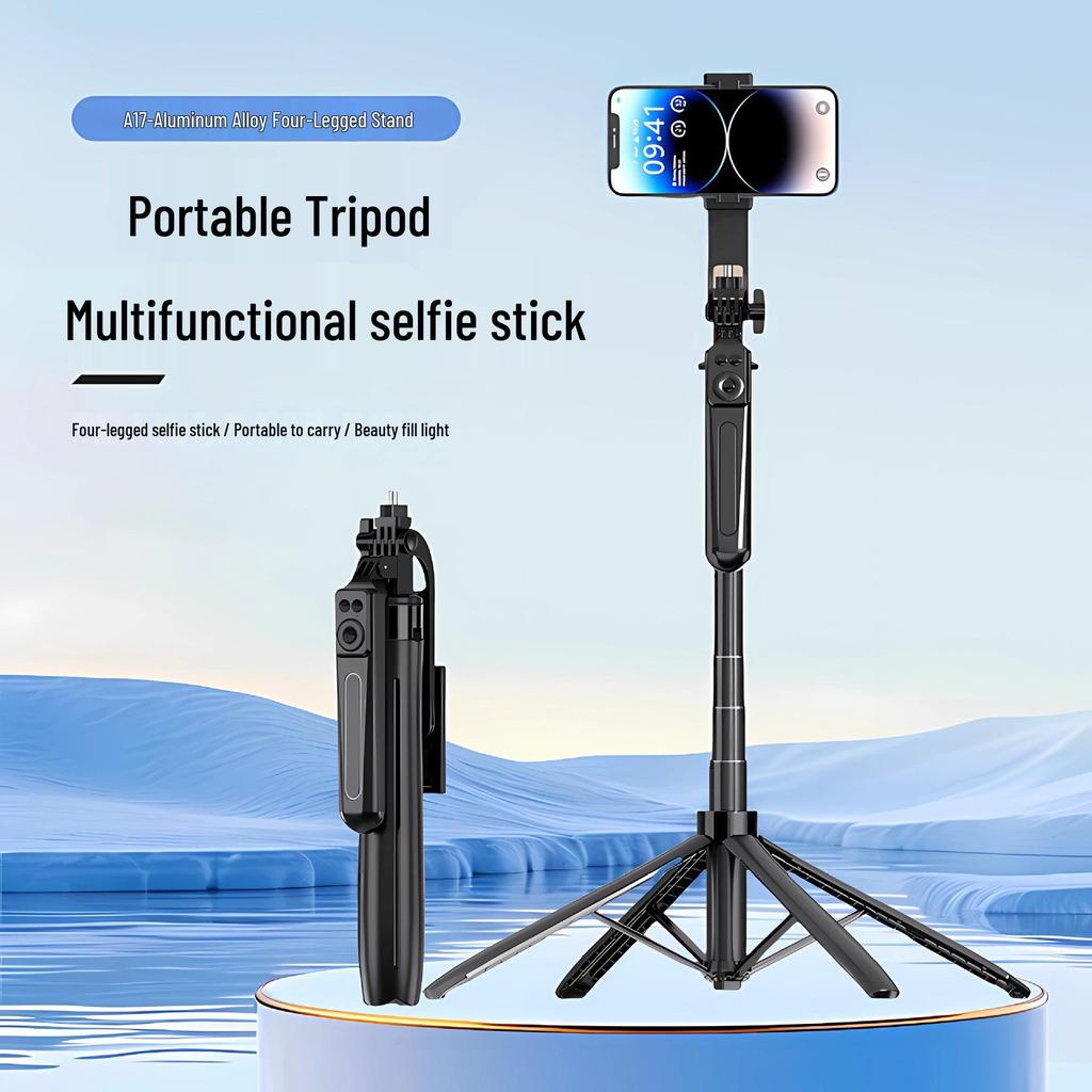 A17 Bluetooth Selfie Stick & Tripod: 1.8m Anti-shake Telescopic Phone Holder for Live Broadcasts