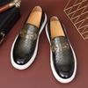 Men's Casual Shoes Embossed Leather Men Classic Buckle Horsebit Loafers Mens Slip-on Board Shoes Outdoor Flats New