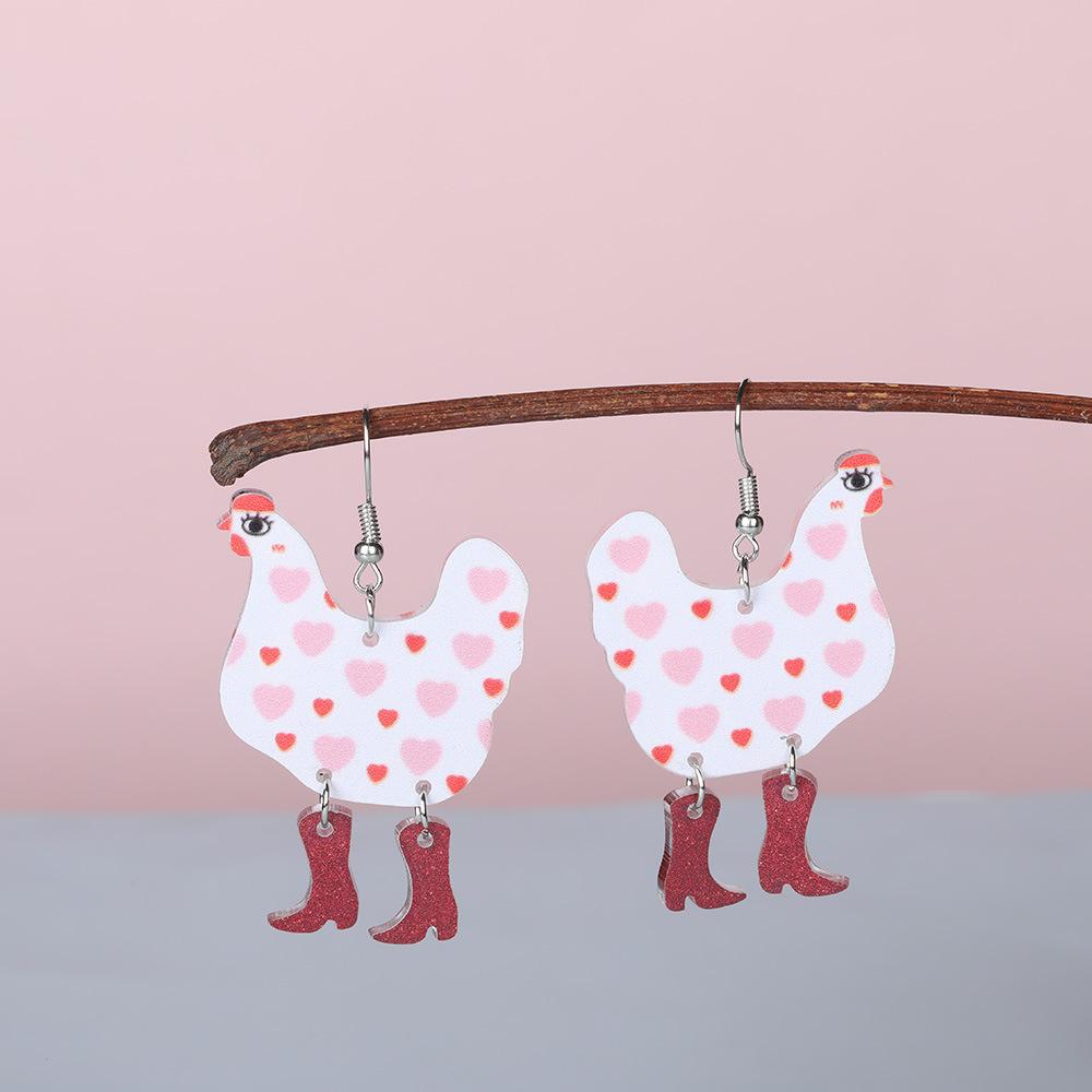 

Мультяшные цветные серьги и серьги в форме курицы One Size розовый