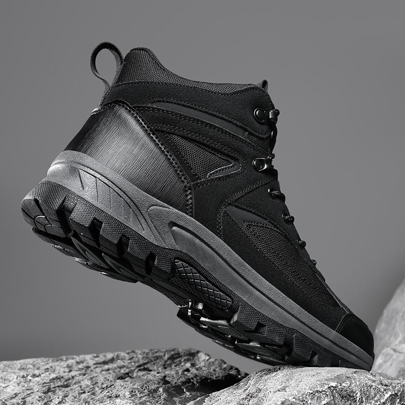 Men's Breathable Mesh Hiking Sneakers Anti-slip Mid-top Outdoor Sneakers Wear-resistant Footwear for Trekking Camping Size 39-48