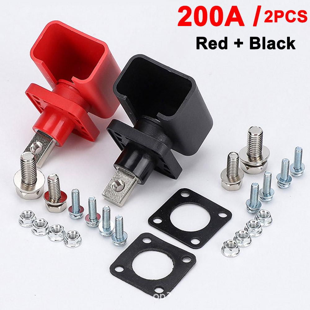 200A All-Copper Battery Power Terminal Energy Storage Inverter RV Lithium Batter Connector Square Through Wall Terminal Block