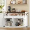 Buffet Sideboard 140cm with Storage Space, Coffee Bar with 3 Drawers, Country Style Console with Doors, Cupboards with Shelves, Suitable for Kitchen,