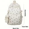 Women's Floral Backpack with Teddy Bear Pendant Large Capacity School Backpack for College, Travel, Everyday Use, Cute Backpack