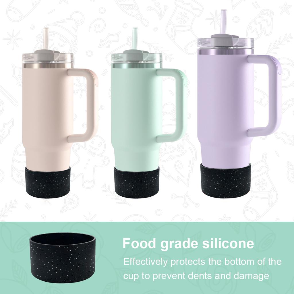 Leeseph Protective Glitter Silicone Boot,Compatible with Stanley Tumbler and More Bottles/Tumblers with 2.9in Bottom, Anti-Slip