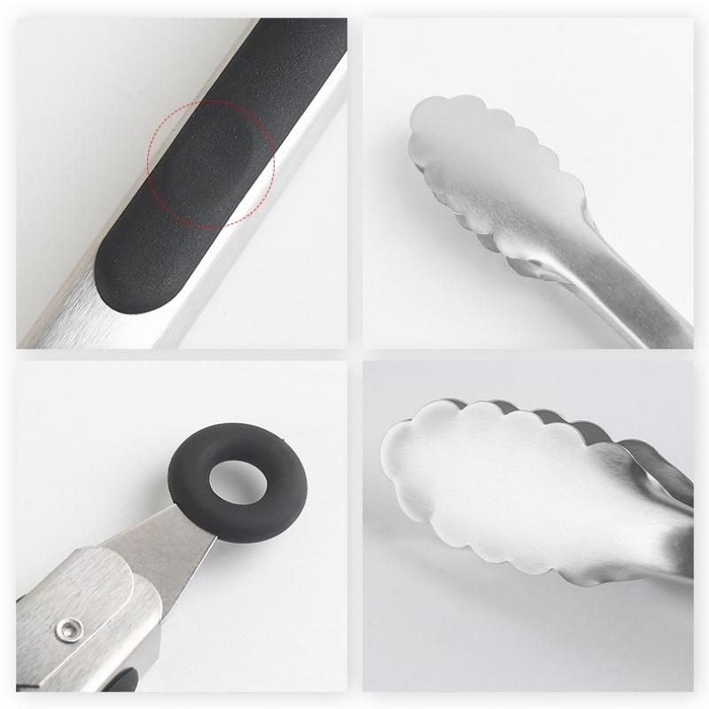 Thickened Stainless Steel Food Tongs, Heat Resistant BBQ Grill Clips, Kitchen Barbecue Sausage Serving Cooking Tools