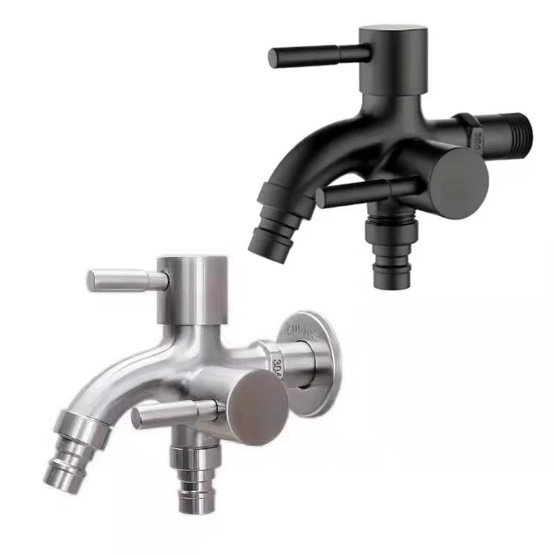 Dual Control 1/2" Double Outlet Faucet Bidet Water Tap One In Two Out for Bathroom Sink Fitting Washing Machine