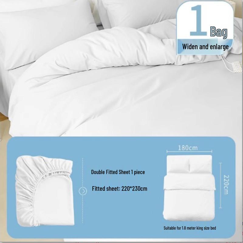 Disposable Bedding Set: Fitted Sheet, Duvet Cover, Pillowcase - Perfect for Travel and Hotel Stays. Non-Pure Cotton.
