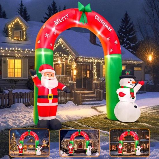 Inflatable Christmas Snowman Outdoor Decoration with LED Light Large Blow Up Snowman with Black Hat for Outside Yard Garden Lawn Party Decor