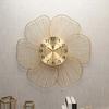 Golden Metal Flower Shape Wall Clocks Simplicity Fashion Modern Home Furnishings Living Room Restaurant Decorate Mute Wall Watch