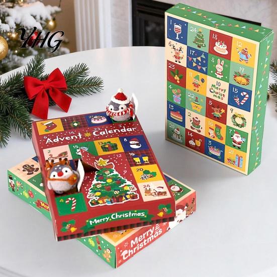 Weihnachts-Überraschungsspielzeug 5 Stück 24-Tage Adventskalender-Box, Leere Geschenkbox mit saisonalen Countdown-Ziehlaschen-Fenstern, Behälter, Feiertags-Partygeschenk