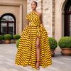 Rochie Maxi cu Decupaj Înalt cu Imprimeu African pentru Femei - Rochie de Seară la Modă pentru Petreceri