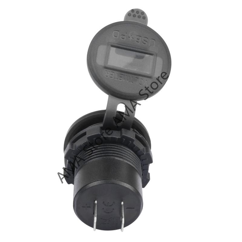 NEW 12/24V Quick Charge 3.0 and PD USB C Car Charger Socket Power Adapter with Digital LED Voltmeter Waterproof cover for car