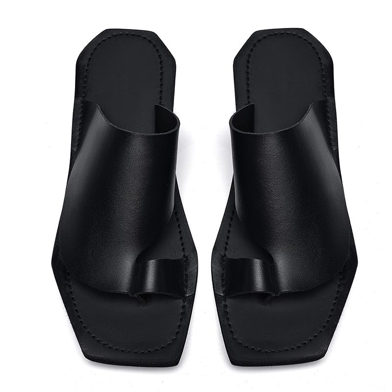 Fashion Summer Outdoor Beach Casual Leather Slippers Fashion Tha Aret Anti-slip Anti-odor Minimalist Shoes Men Comfy Soft Bottom Sandals
