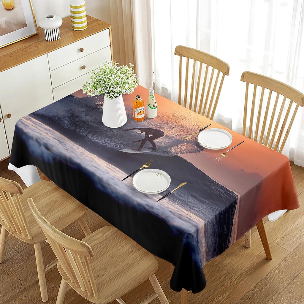 Surfing Extreme Outdoor Sport Pattern Tablecloth Rectangular Tablecloth Dining Room Banquette Kitchen Outdoor Picnic Decoration