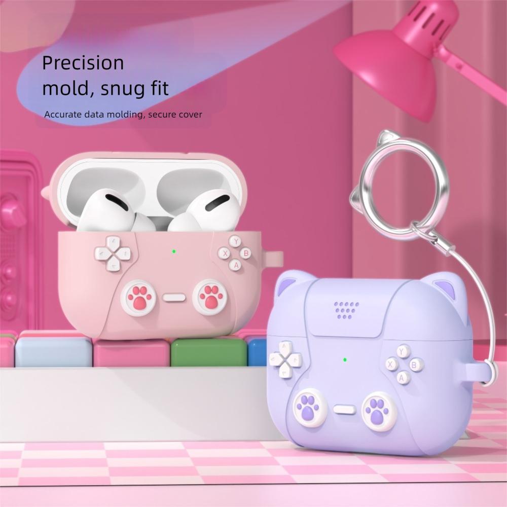 Silicone Earphone Case Cartoon Cat Ear Protective Shell for Airpodspro3 Earphone Accessories