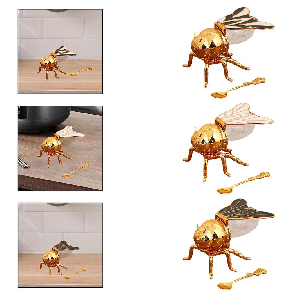 Kreatywny słoik na miód w kształcie pszczoły ze łyżeczką do przechowywania syropu i cukru