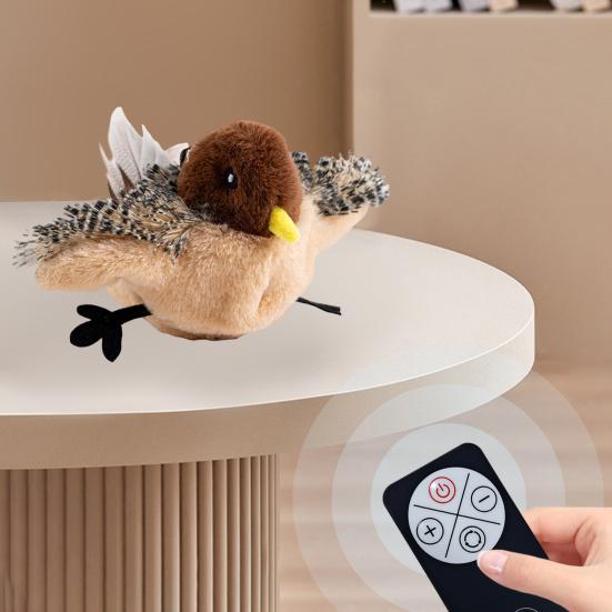 Yousheng Flapping Wings Cat Toy USB Rechargeable Interactive Plush Bat Owl Chicken Toy Squeaking Catnip Toy Chirping Animals Electric