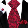 Red Striped Paisley Solid Floral Wedding 8CM Tie For Men Design Mens Necktie Hanky Cufflink Set For Daily Wear Business Party