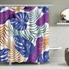 Colorful Palm Leaf Shower Curtain For Bathroom Decor Water Resistant Fabric With Hooks Set, Modern Floral Print Home Accessories