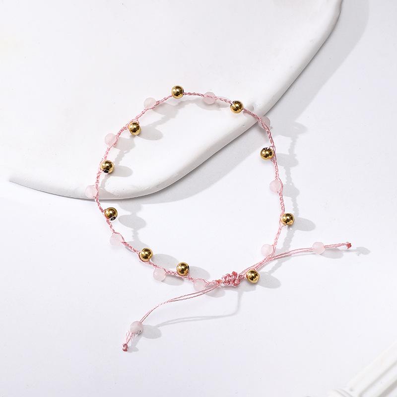 

Bohemian Stainless Steel Bracelet with Colorful Natural Stone Beads - Women s Woven Jewelry рожевий