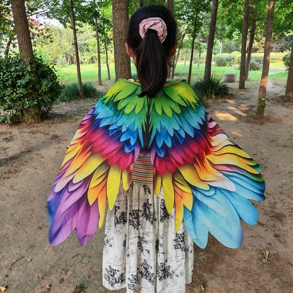 Rainbow Pattern Bird Wing Cape Polyester Dress Up Wings New Rainbow Wing Cape Party Performance