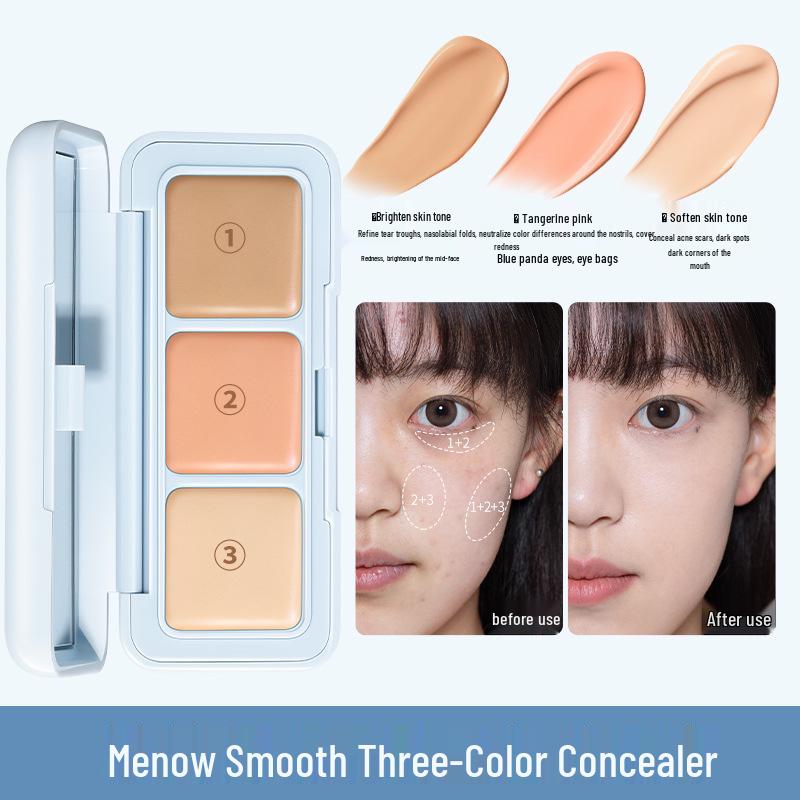 

Jianmei Chuangyan Three-Color Concealer Palette for Dark Circles, Spots, Acne Scars, and Tear Troughs - Women s Skin Tone Correcting Cream