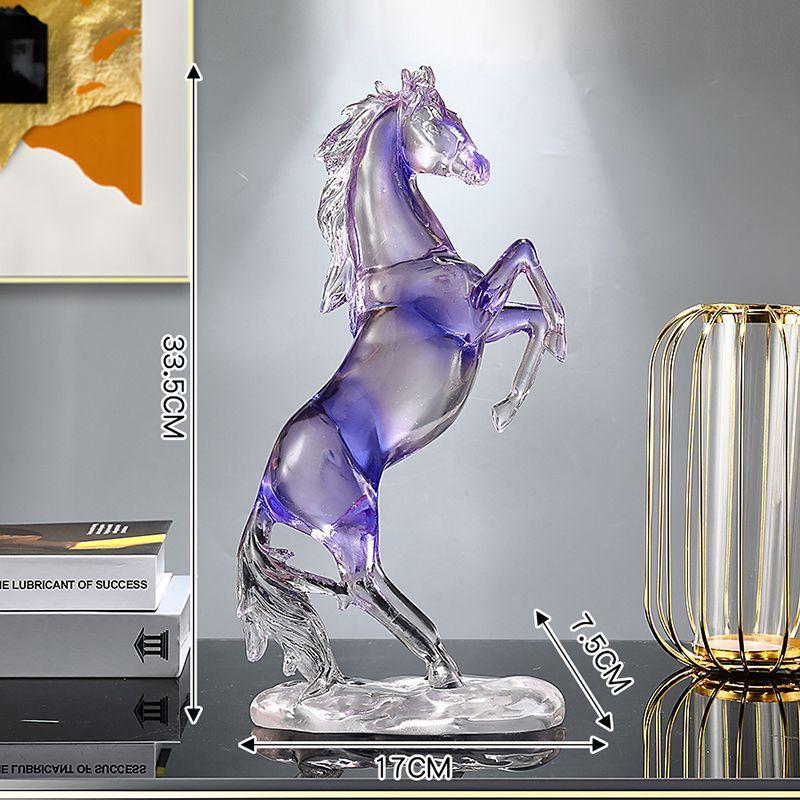 Transparent Resin Horse Statue Ornaments Home Room Cabinet Handicrafts Animal Item Office Decoration Housewarming Opening Gifts