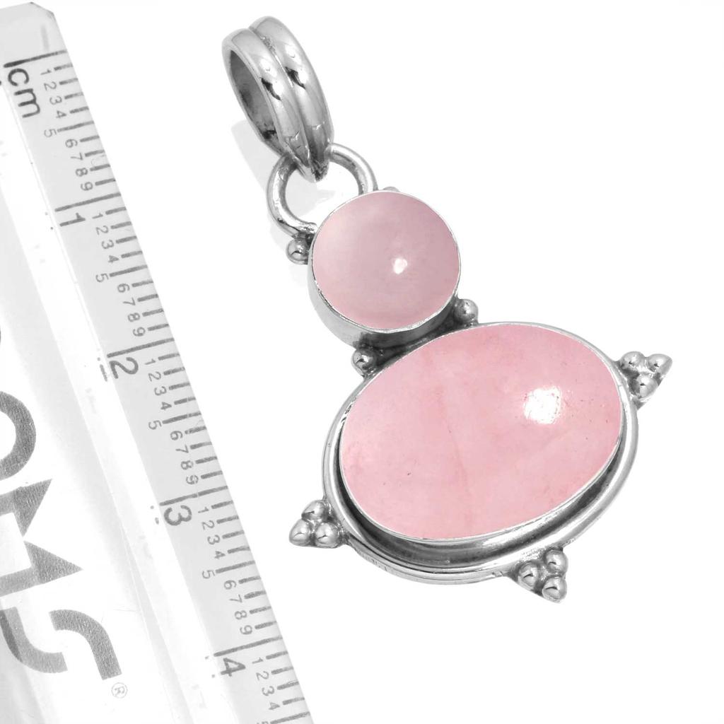 925 Sterling Silver Pendant Women Gemstone Handmade Jewelry Mothers' Day Gift Malachite Moonstone Rose Quartz Red Stone Smoky Topaz Tiger Eye Vintage