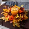 Fall Thanksgiving Table Decorations Vegetable Maple Leaf Candle Circle Safe
