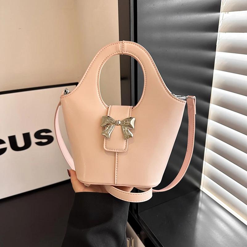 Solid Casual Shoulder Bag For Sewing Pu For Women High Quality Bags Zippered Interior Compartment Bucket Type Premium