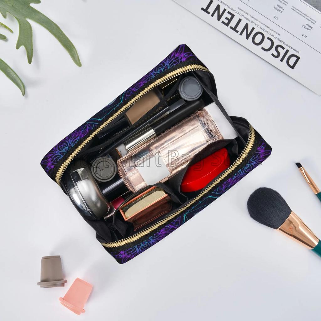 Leather Makeup Bag Colorful Mushrooms Cosmetic Bags Portable Travel Toiletry Bag Zipper Storage Bags for Women Friend Wife Gifts