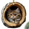 Creative Tree Hole Kitten & Puppy Acrylic Backpack Pendant
