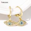 Boucles d'oreilles pendantes Mode Œil Maléfique en Cristal pour Femmes Laiton Plaqué Or Boucles d'oreilles Anneau Pendante Œil Grec Cadeau Bijou d'Anniversaire