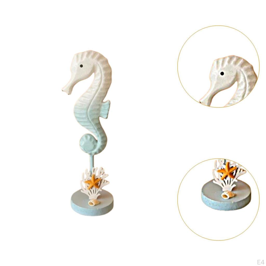 Sea Horse Figurine Seahorse Statue Beach Decoration Wooden for Cafe Hotel Home
