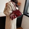 Solid Color Pocket Boston Tote Bag Korean Style Underarm Bag Temperament PU Bowling Bag  Travel