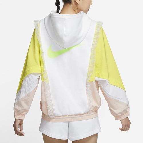 Nike Color-Block Thickened Pullover Hoodie for Women White