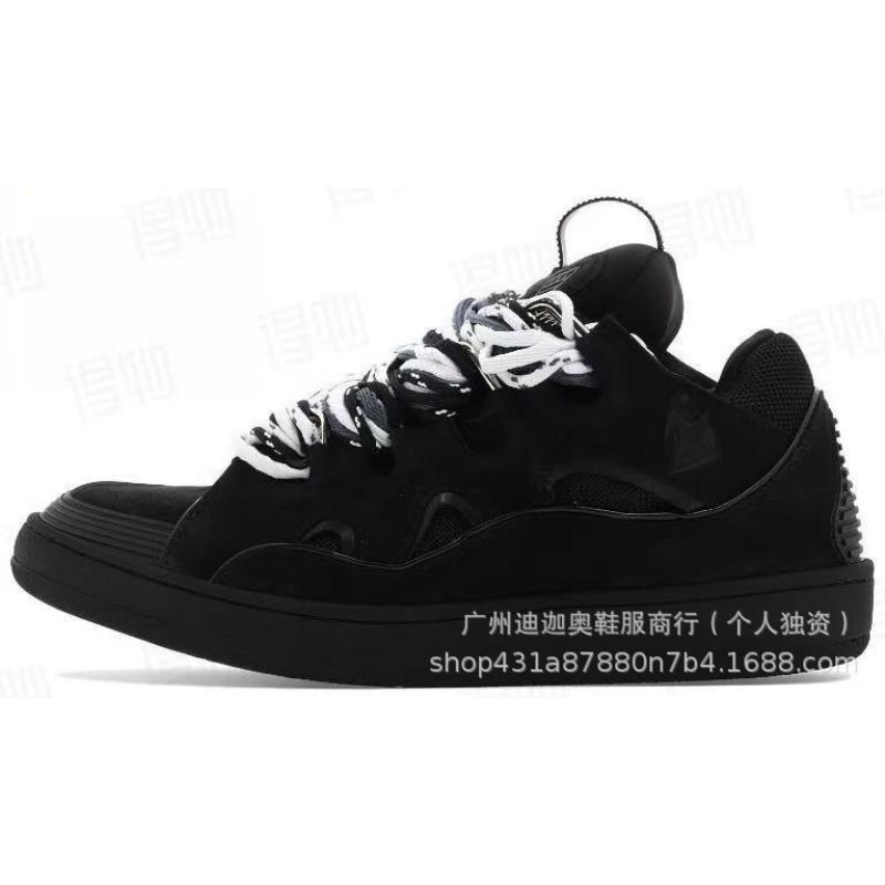 Leather Splicing Casual Shoes Trendy Sports Shoes Men's and Women's Board Shoes Bread Shoes