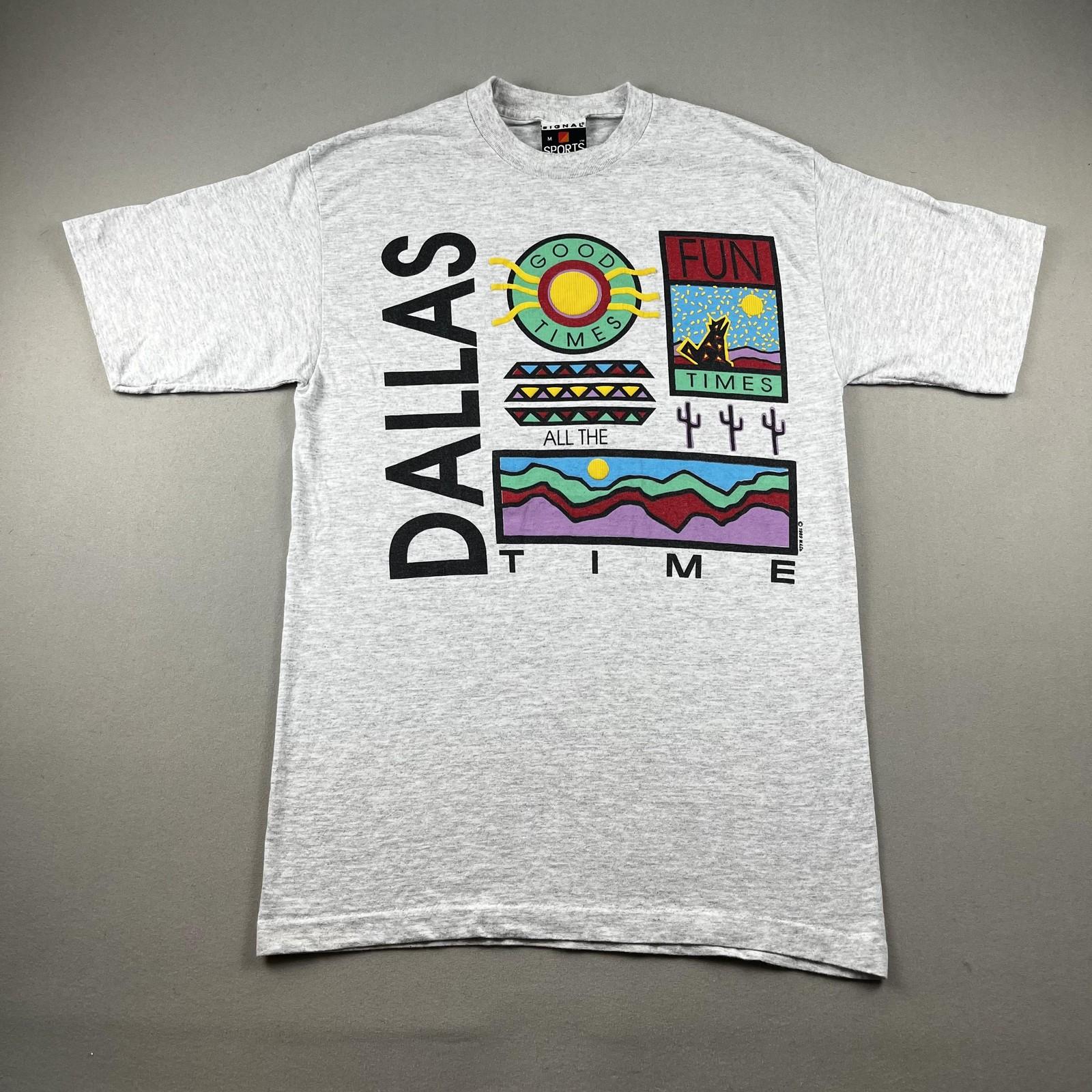 Vintage Dallas Texas T-Shirt Mens Medium Gray Good Fun Time Southwestern USA 80s 3XL