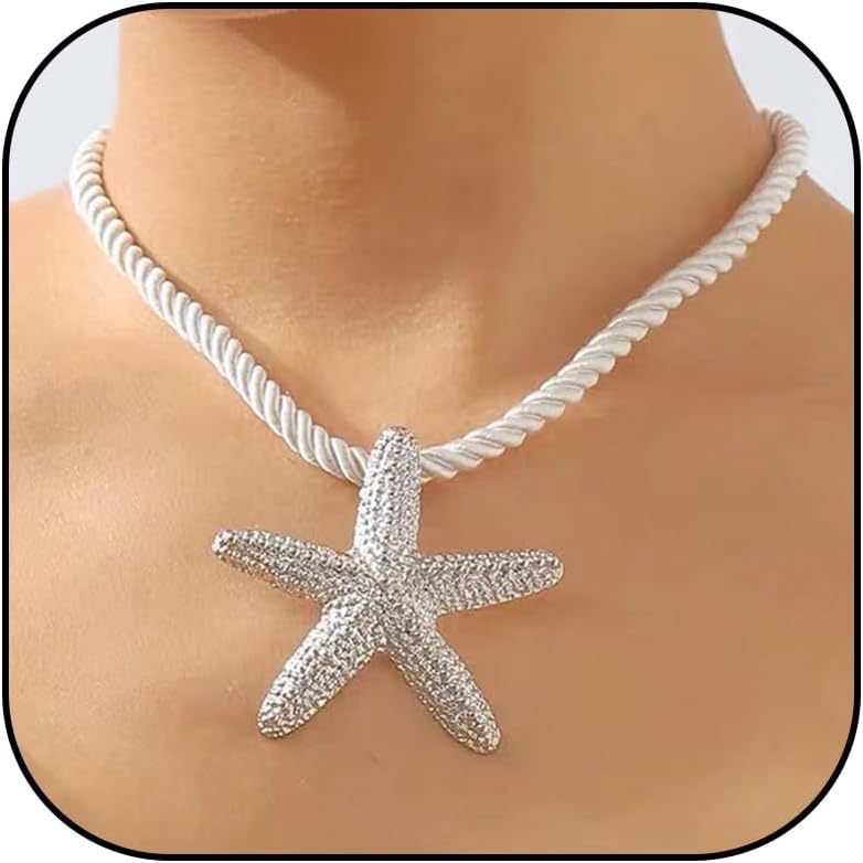Dcfywl731 Starfish Seashell Necklace for Women Shell Pendant Accessories Chunky Gold Beach Jewelry Womens Fashion Accessories Summer Outfits for