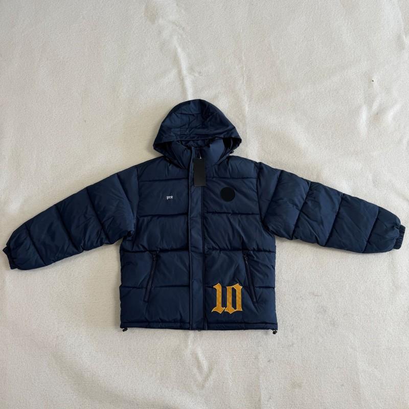 Winter Embroidered Stand Collar Puffer Coat Loose Thick Warm Jacket Men Women