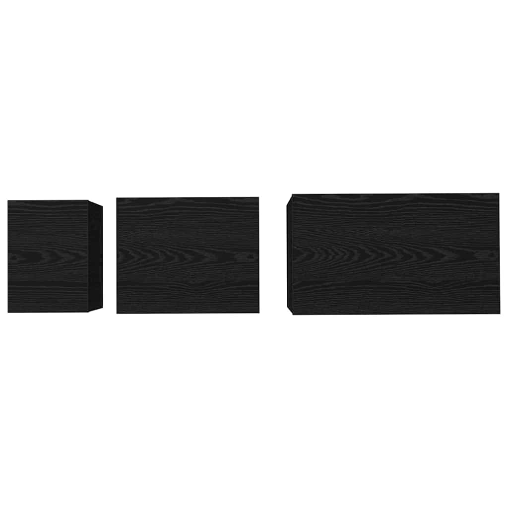 Nesting Coffee Table Set 3 pcs Black Oak Effect Particleboard