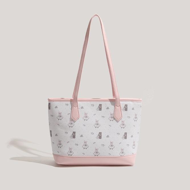 Bag Female Cute Cartoon Tote Bag Large Capacity Commuter Handbag Student Class Shoulder Bag Female