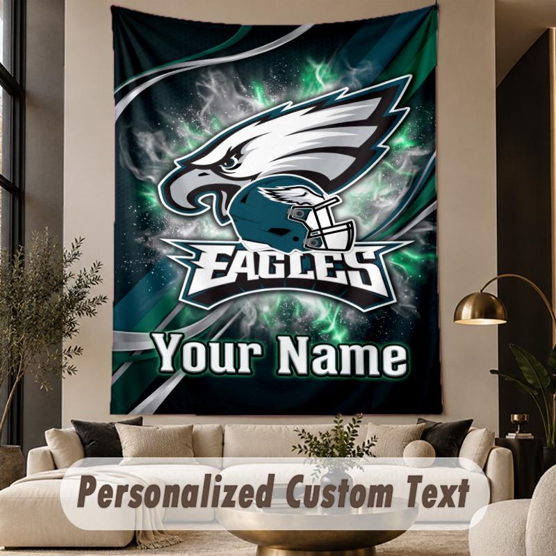 Custom Text Tapestry Philadelphia Eagles Print Wall Tapestry Indoor Living Room Wall Decor