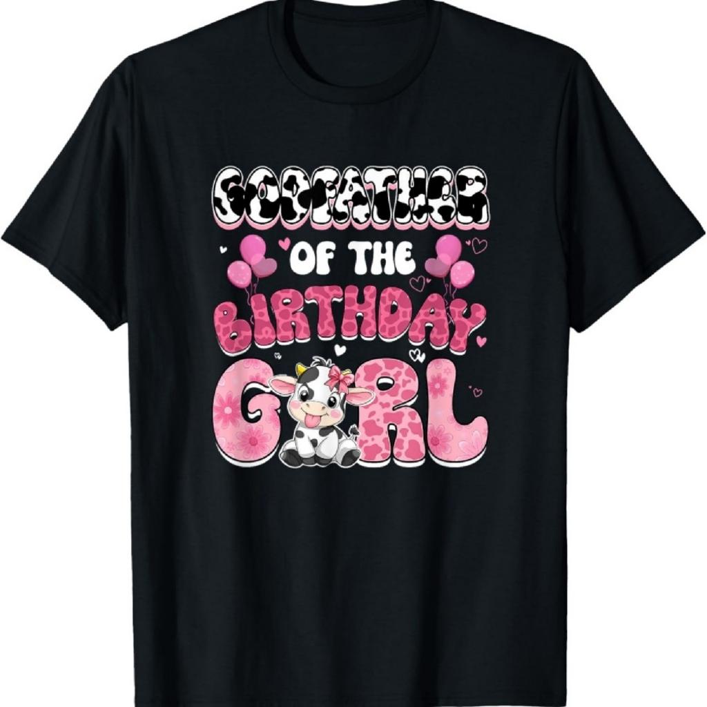 Godfather Of The Birthday Girl Cow Farm Family 1St Birthday T-Shirt