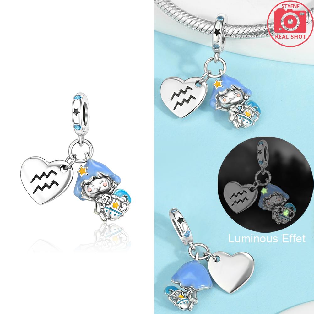 Original Cute Cartoon Constellation Pendant Cancer Capricorn Leo Bead Fit Bracelet Copper Women Diy Delicate Gift Accessory