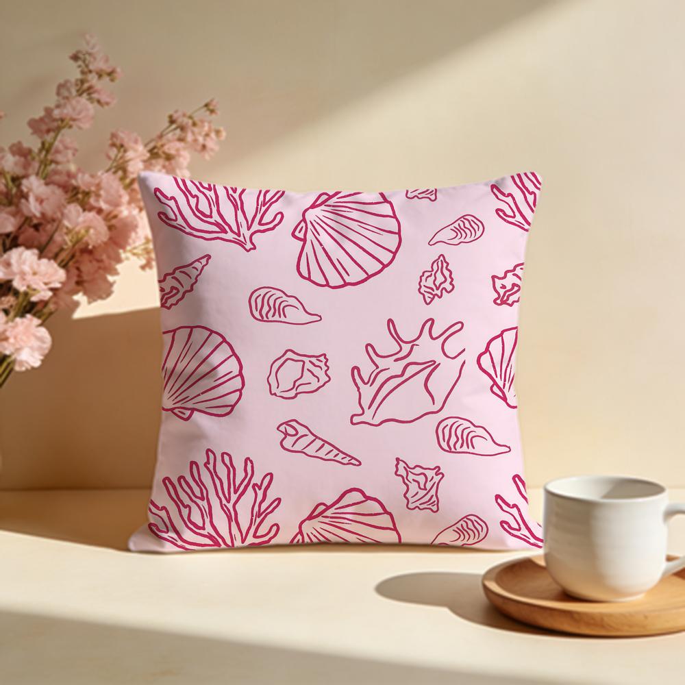 Oceanic Seashell Pattern Cushion Cover Soft Pillow Cases for Home Bedroom Living Room Sofa